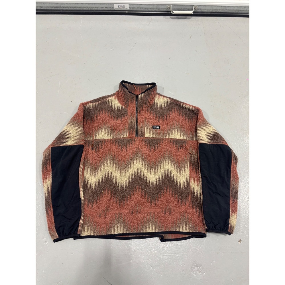 Mountain Hardwear Womens Medium Fleece Quarter Zip Pullover Aztec Chevron Rust